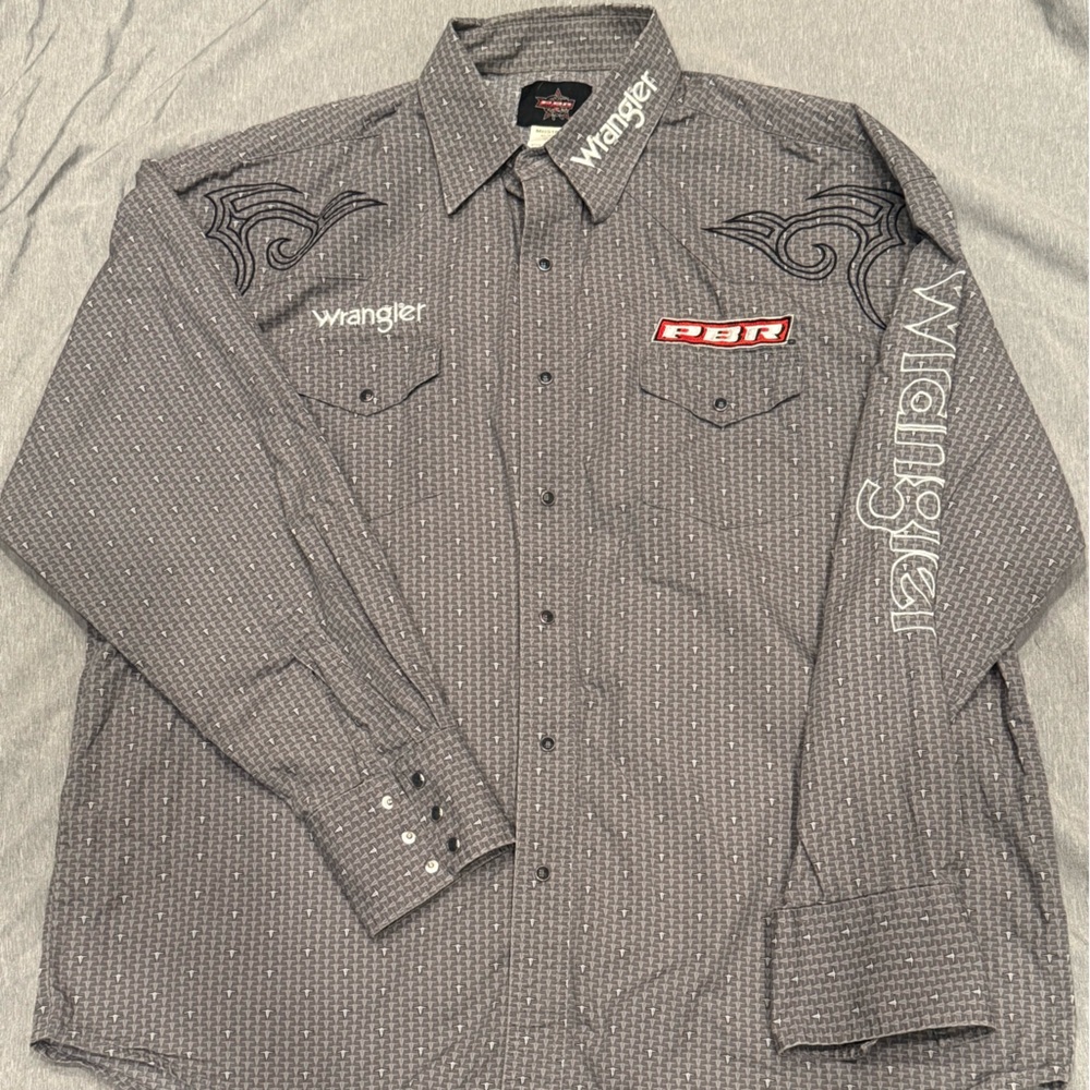 Wrangler Charcoal Embroidered Button-Up Shirt